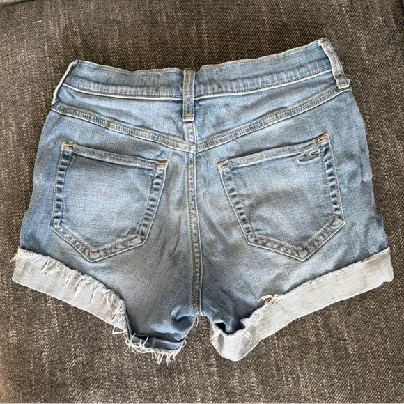 Hollister Denim Blue size 5 W 27 Hi Rise 10”Shortie 3” Blue Denim Stretch Shorts - Picture 4 of 6